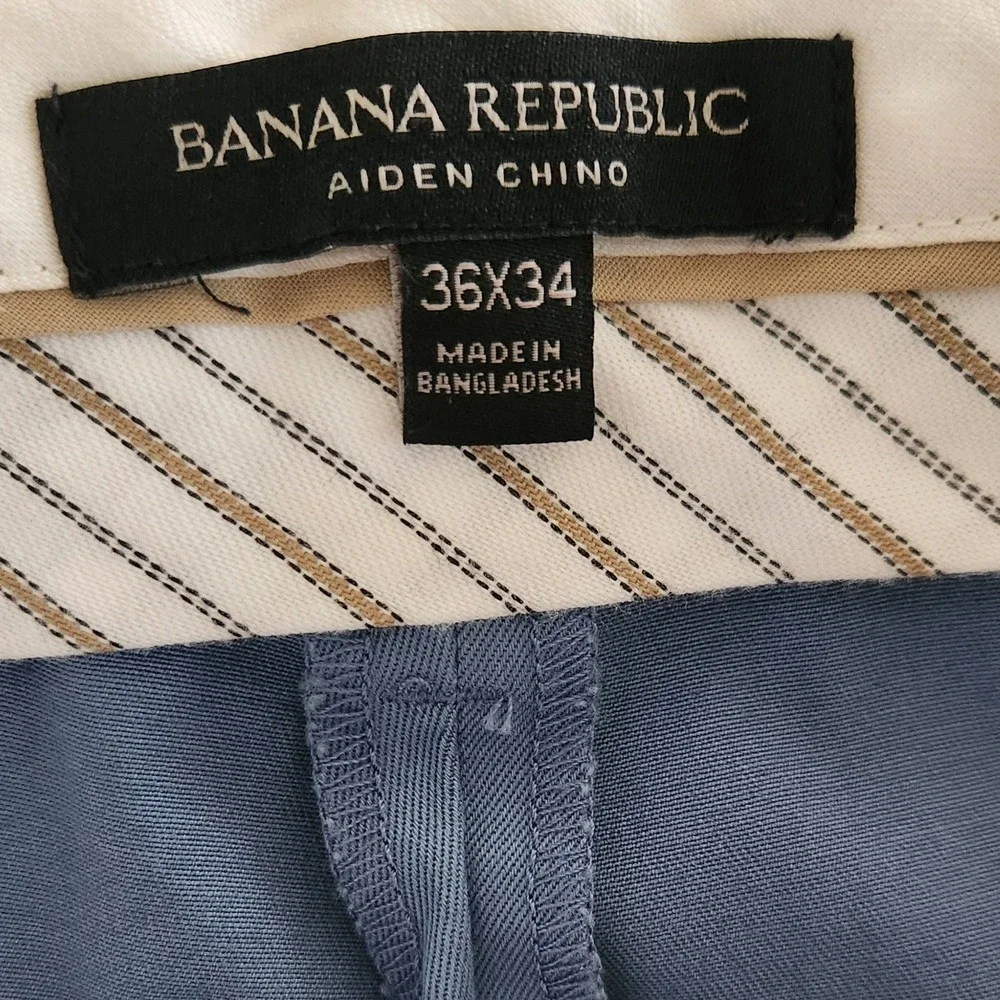 Banana Republic Aiden Chino Men 36x33 Stretch Slim Fit Blue Cotton Twill Pants